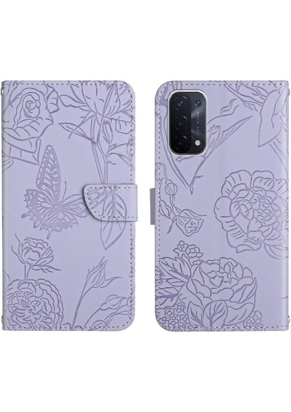 Oppo A54 5g Darbeye Deri Anti-Damla Koruma Çiçekler Için Telefon Kılıfı (Yurt Dışından)