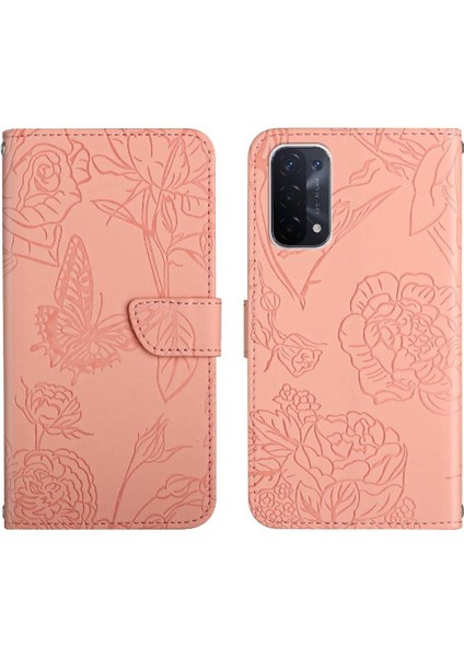 Oppo A54 5g Darbeye Deri Anti-Damla Koruma Çiçekler Için Telefon Kılıfı (Yurt Dışından)