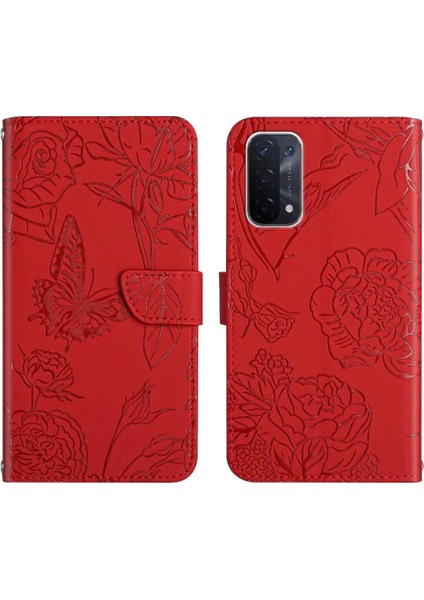 Oppo A54 5g Darbeye Deri Anti-Damla Koruma Çiçekler Için Telefon Kılıfı (Yurt Dışından)