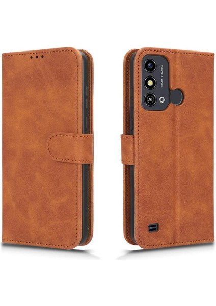 Zte A53 5g Koruyucu Deri Kart ile Folio Flip Case Telefon Kılıfı (Yurt Dışından)