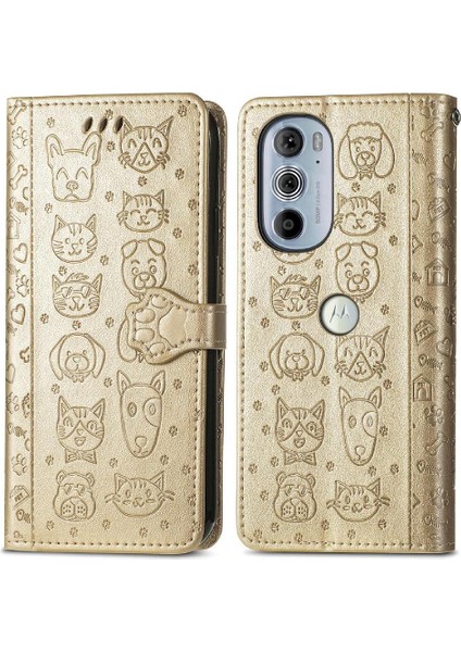 Moto Kenar 30 Pro Flip Için Darbeye Karikatür Hayvanlar Kısa Telefon Kılıfı (Yurt Dışından)
