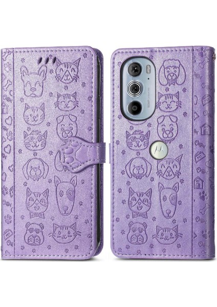 Moto Kenar 30 Pro Flip Için Darbeye Karikatür Hayvanlar Kısa Telefon Kılıfı (Yurt Dışından)