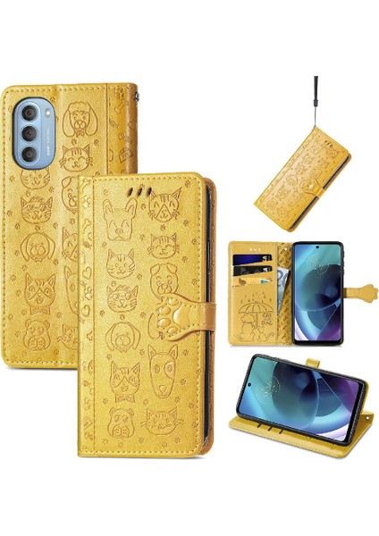 Moto G51 Karikatür Hayvanlar Için Kısa Kayış Darbeye Deri Telefon Kılıfı (Yurt Dışından) modelleri