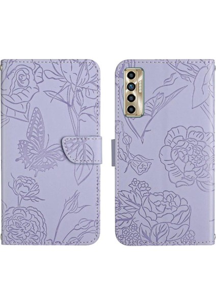 Tecno Camon 17P Pu Deri Çiçekler ve Kelebekler Için Telefon Kılıfı (Yurt Dışından)