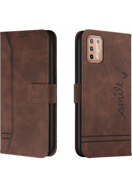 Motorola Moto G9 Artı Flip Folio Cüzdan Manyetik Kapatma Pu Için Telefon Kılıfı (Yurt Dışından)