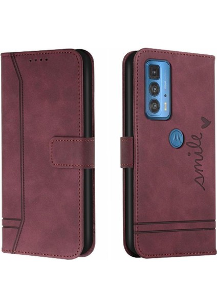 Motorola Moto Kenar 20 Pro Için El Kayışı Flip Folio Cüzdan Kart Telefon Kılıfı (Yurt Dışından)