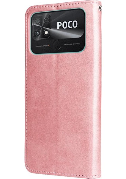 Xiaomi Poco C40 Fermuar Deri Koruyucu Kart Yuvası Tutucular Telefon Kılıfı (Yurt Dışından)