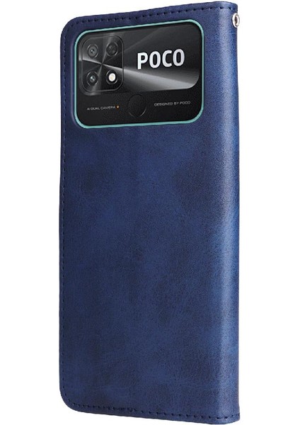 Xiaomi Poco C40 Fermuar Deri Koruyucu Kart Yuvası Tutucular Telefon Kılıfı (Yurt Dışından)