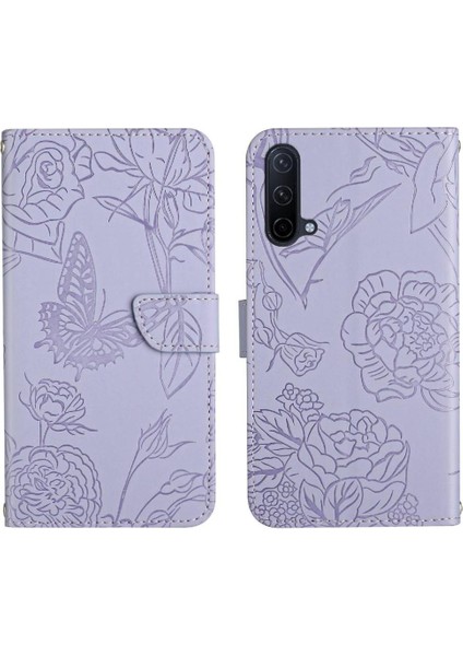Oneplus Nord Ce 5g Için ile Bilek Kayışı Çiçekler ve Kelebekler Durumda Telefon Kılıfı (Yurt Dışından)
