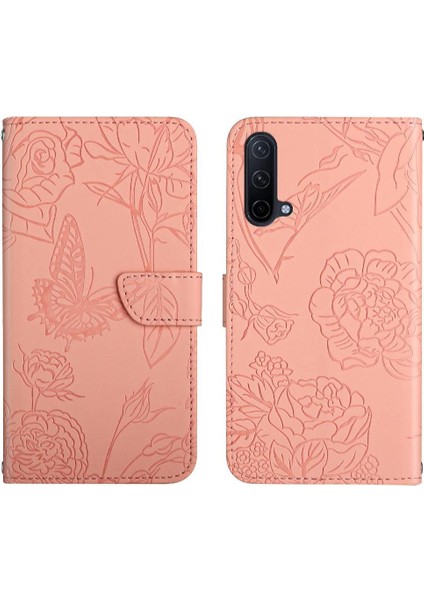 Oneplus Nord Ce 5g Için ile Bilek Kayışı Çiçekler ve Kelebekler Durumda Telefon Kılıfı (Yurt Dışından)