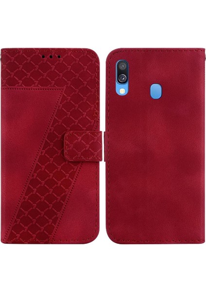 Samsung Galaxy A40 Cüzdan Kart Yuvası Fonksiyonu Için Kabartmalı Flip Telefon Kılıfı (Yurt Dışından)