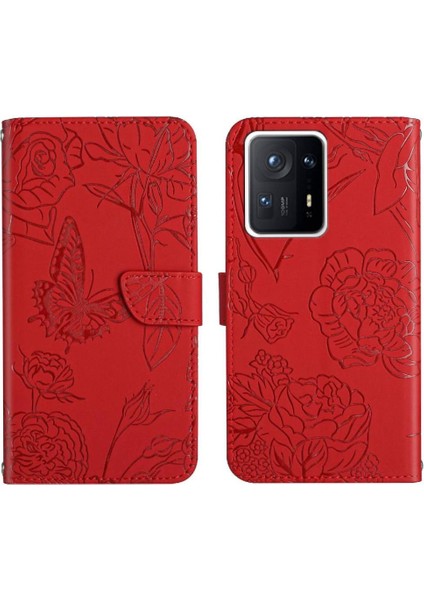 Xiaomi Mix 4 Çiçekler ve Kelebekler Darbeye Deri Pu Telefon Kılıfı (Yurt Dışından)