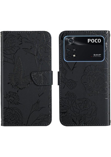 Xiaomi Poco M4 Pro 4g Darbeye Deri Çiçekler ve Pu Flip Telefon Kılıfı (Yurt Dışından)