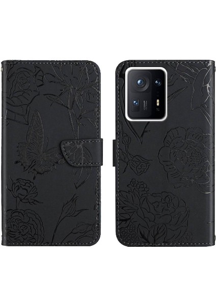 Xiaomi Mix 4 Çiçekler ve Kelebekler Darbeye Deri Pu Telefon Kılıfı (Yurt Dışından)