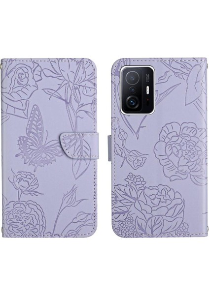 Xiaomi 11T/11T Pro Anti-Damla Koruma Çiçekler ve Kelebekler Telefon Kılıfı (Yurt Dışından)