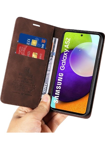Samsung Galaxy A52S 5g Için Folio Cüzdan Pu Deri Koruyucu Manyetik Telefon Kılıfı (Yurt Dışından)