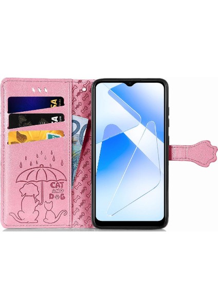 Oppo Oppo 5g Darbeye Karikatür Hayvanlar Için Kısa Kayış Deri Telefon Kılıfı (Yurt Dışından)