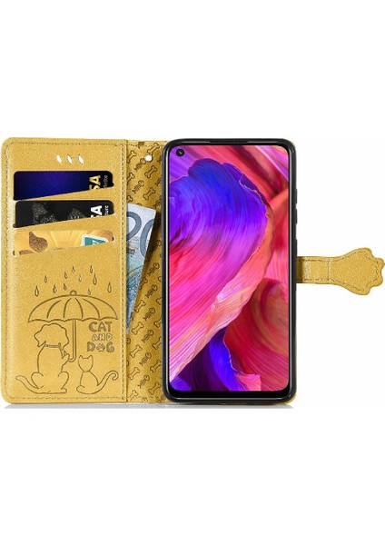 Oppo A93 5g Kısa Kayış Karikatür Hayvanlar Için Çevirin Deri Telefon Kılıfı (Yurt Dışından)