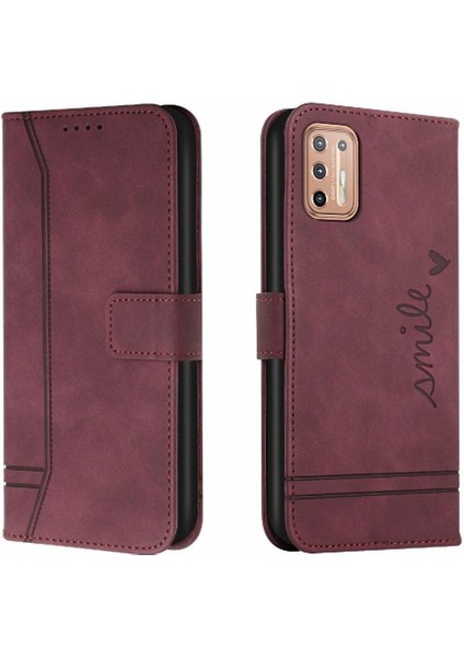 Motorola Moto G9 Artı Flip Folio Cüzdan Manyetik Kapatma Pu Için Telefon Kılıfı (Yurt Dışından)