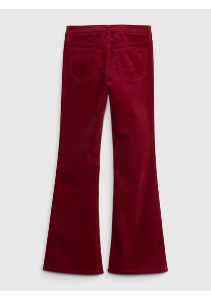 Kız Çocuk Bordo High Rise Kadife '70S Flare Jean Pantolon