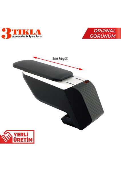 Seat Ibiza V 2017-2022 Premium Hq Lüks Abs Ayaklı Gri-Siyah Kolçak fiyatları