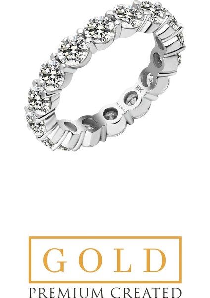 Beyaz Altın Sertifikalı Premium Created Taşlı 4.25 Ct Effect Tamtur Yüzük