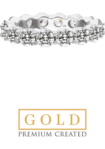 Beyaz Altın Sertifikalı Premium Created Taşlı 4.25 Ct Effect Tamtur Yüzük modelleri