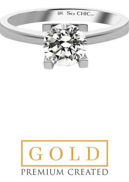 Beyaz Altın Sertifikalı Premium Created Taşlı 2.00 Ct Effect Tektaş Yüzük fiyatları