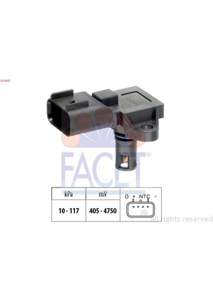 Emme Manifold Basınç Sensörü Yan Bağlantılı 406 607 Expert-C5 Jumpy-Xantia-Grand Vitara 2002-