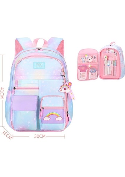 Kız Kontrast Renk Aydınlatma Büyük Kapasiteli Okul Çantası-Küçük (Yurt Dışından) fiyatları