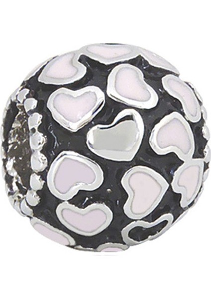 Pembe Kalp Gümüş Charm NUR-BL01303