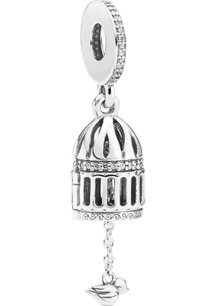 Kuş Kafesi Gümüş Charm NUR-BL01209