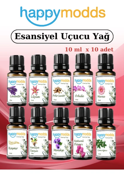 Esansiyel Uçucu Yağ Buhurdanlık Yağı Hava Nemlendirici Aroma Difüzörü Kokusu Esans 10 ml x 10 Adet