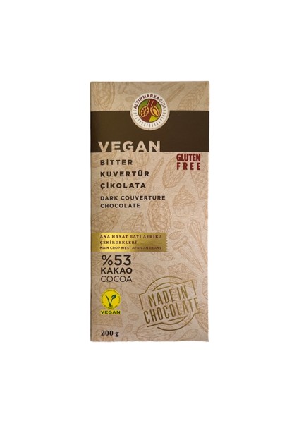 Alt 219 Bitter Kuvertür Vegan Çikolata 200 Gram