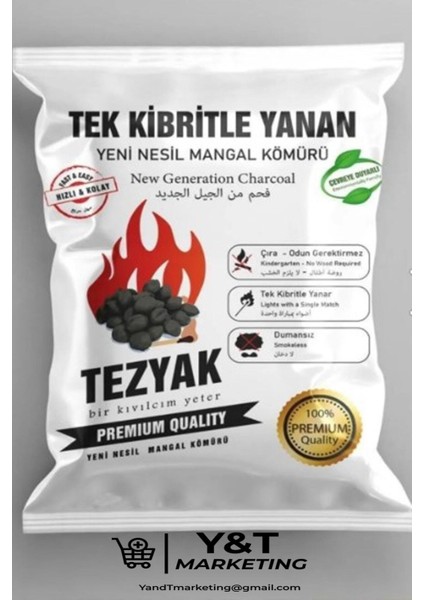 Tek Kibritle Yanan Yeni Nesil Mangal Kömürü Tezyak Duman Is Kokuya Son Çevre Dostu 2 kg