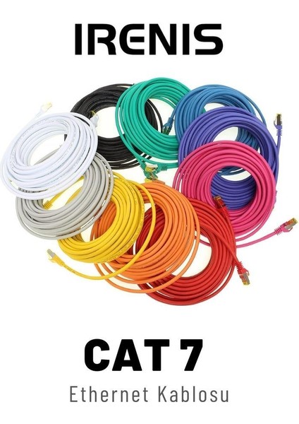 5 Adet 10 Metre Cat7 Kablo S/ftp Ethernet Network Lan Ağ Kablosu