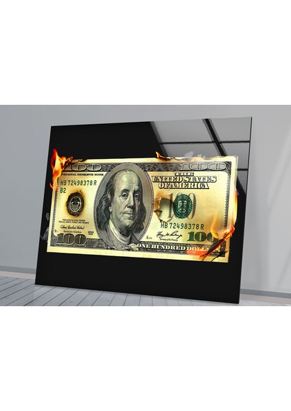 Dolar Temperli Cam Duvar Tablosu