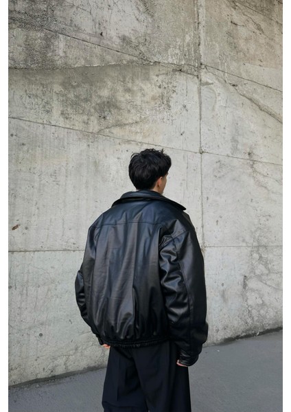 90's Vintage Kalıp Siyah Deri Mont fiyatları