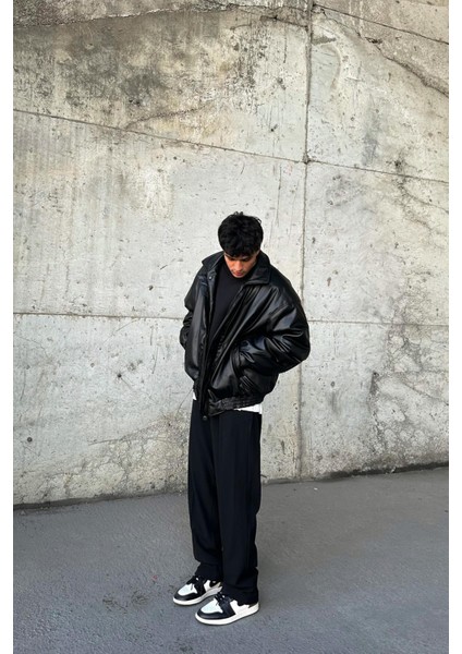 90's Vintage Kalıp Siyah Deri Mont modelleri