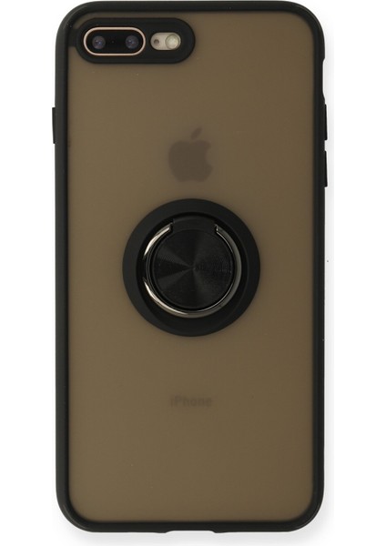 Iphone 7 Plus Kılıf Montreal Yüzüklü Silikon Kapak - Siyah 300099