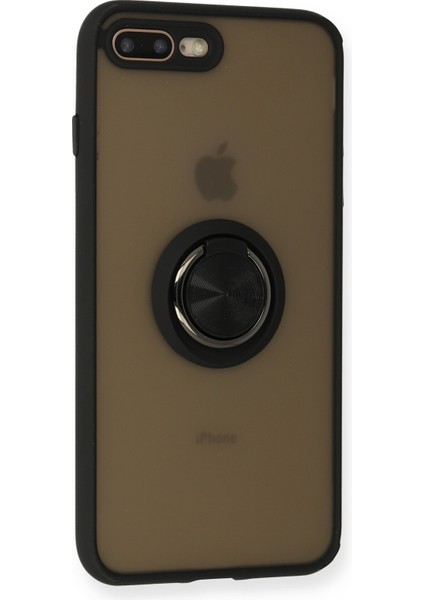 Iphone 7 Plus Kılıf Montreal Yüzüklü Silikon Kapak - Siyah 300099