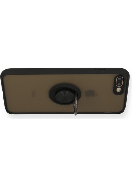 Iphone 7 Plus Kılıf Montreal Yüzüklü Silikon Kapak - Siyah 300099