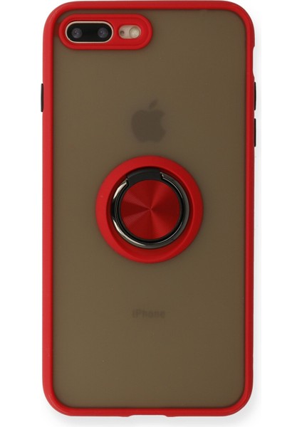 Iphone 8 Plus Kılıf Montreal Yüzüklü Silikon Kapak - Kırmızı 300099