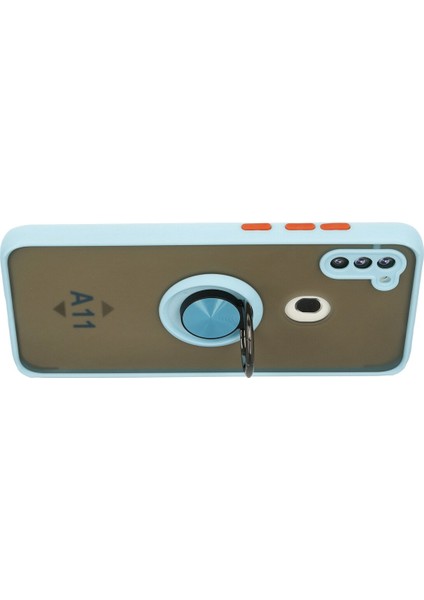 Samsung Galaxy M11 Kılıf Montreal Yüzüklü Silikon Kapak - Buz Mavi 300099