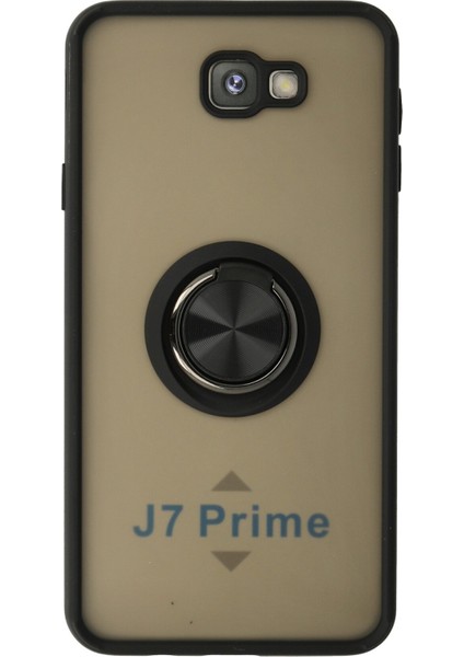 Samsung Galaxy J7 Prime Kılıf Montreal Yüzüklü Silikon Kapak - Siyah 300099
