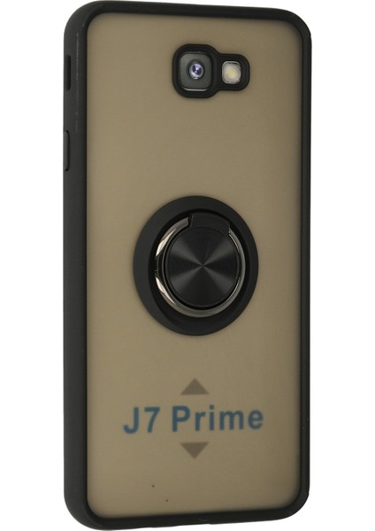 Samsung Galaxy J7 Prime Kılıf Montreal Yüzüklü Silikon Kapak - Siyah 300099
