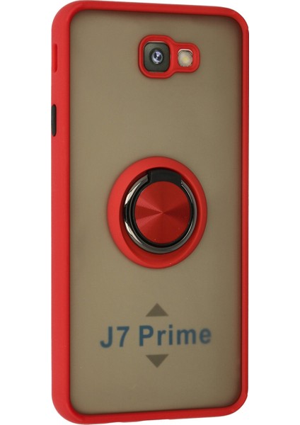 Samsung Galaxy J7 Prime Kılıf Montreal Yüzüklü Silikon Kapak - Kırmızı 300099