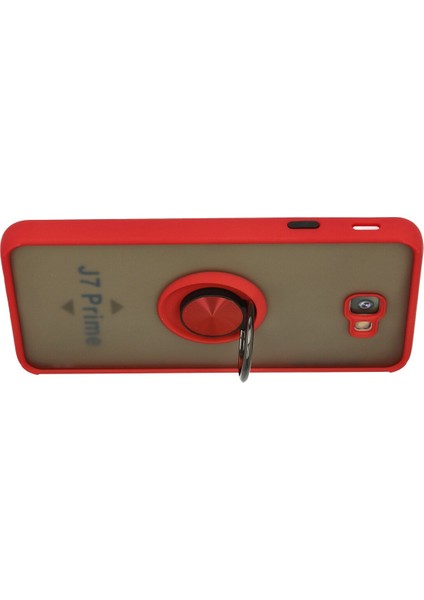 Samsung Galaxy J7 Prime Kılıf Montreal Yüzüklü Silikon Kapak - Kırmızı 300099