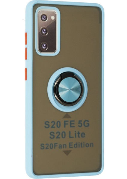 Samsung Galaxy S20 Fe Kılıf Montreal Yüzüklü Silikon Kapak - Buz Mavi 300099