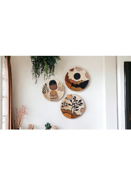 3 Parça hasır Duvar Tabağı Seti